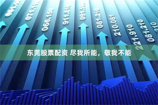 东莞股票配资 尽我所能，敬我不能